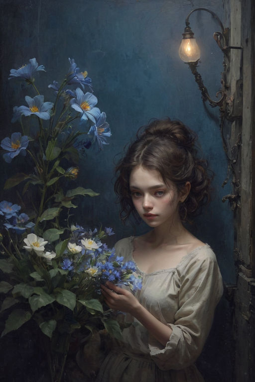 High Renaissance style. Elegant woman. Princess. Blue. Flowers. By  Dreamer💜 - Playground