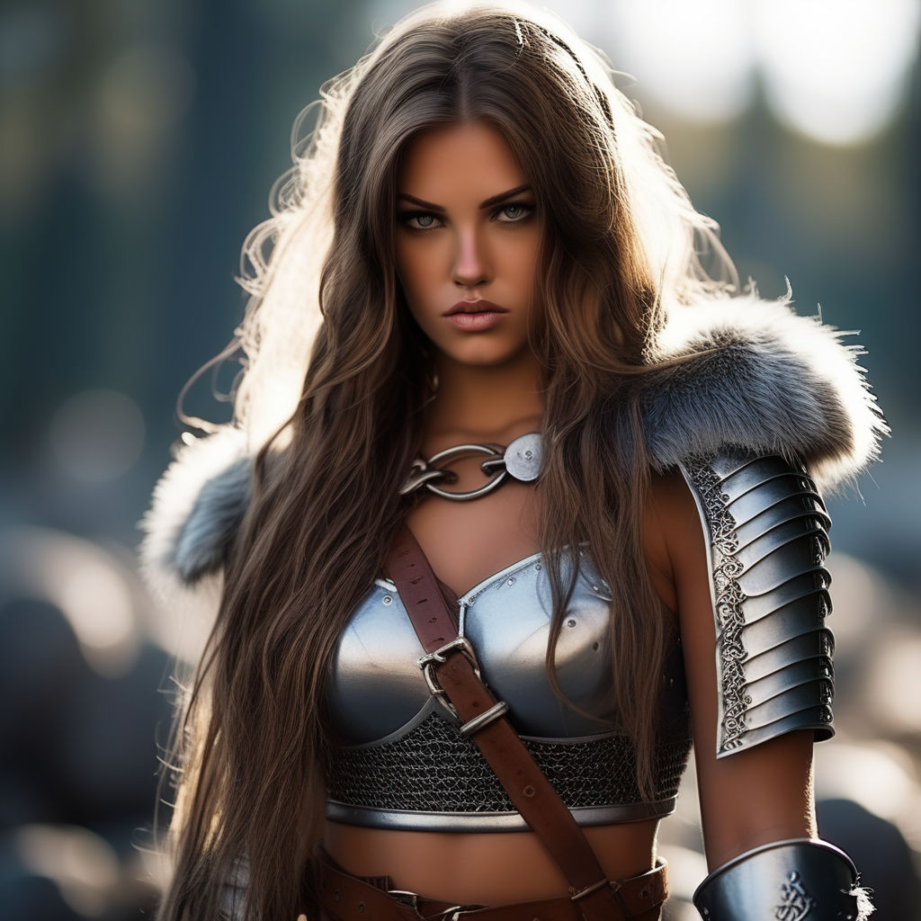 A woman with Valkyrie chainmail armor - Playground