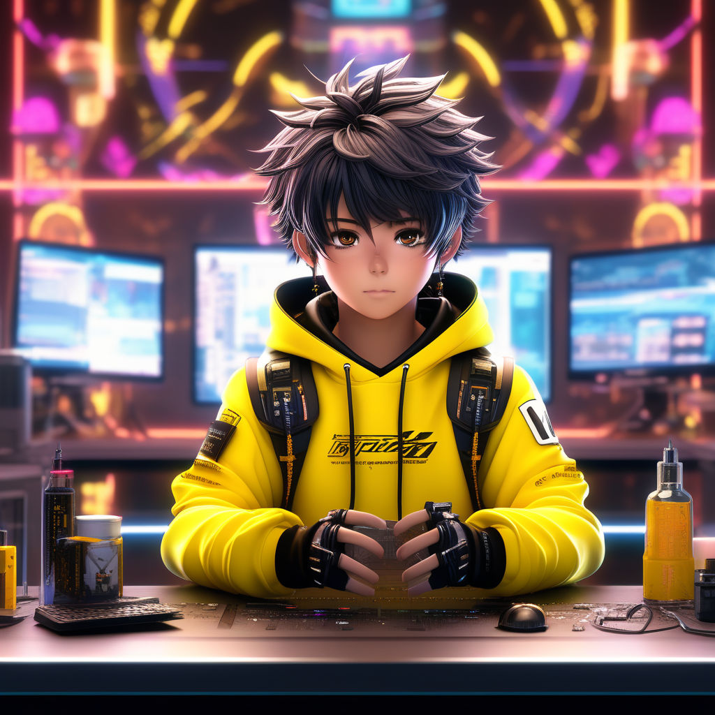 Lexica - A nerdy anime boy is using the phone in a room full of gadgets, by  makoto shinkai and ghibli studio, dramatic lighting, highly detailed, inc...