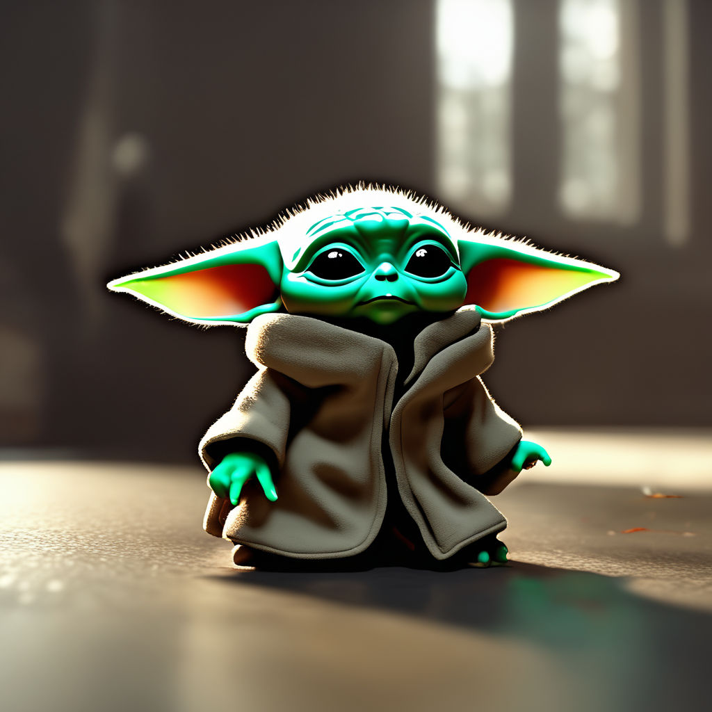 photo realistic image of a baby yoda, stunning 3 d