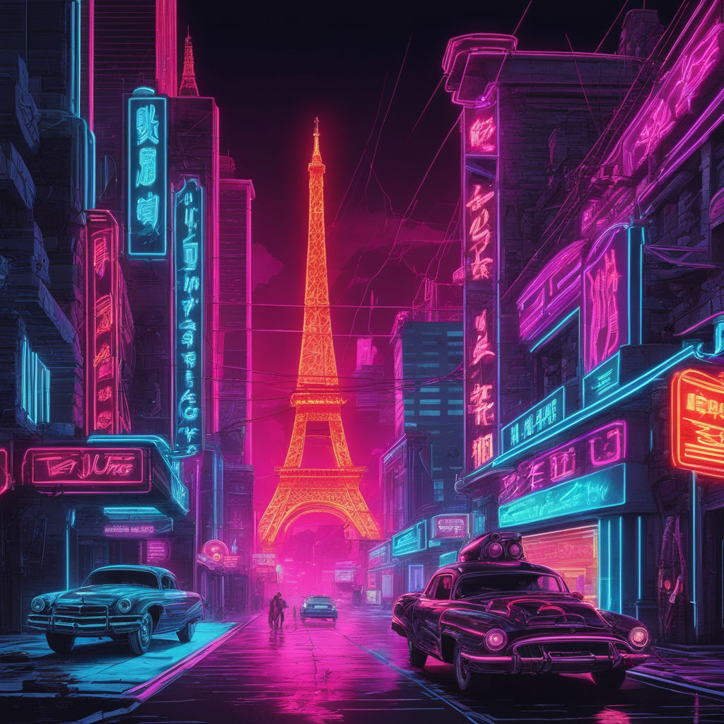 Driving In Retro Futuristic Neon City Screensaver 4K on Make a GIF