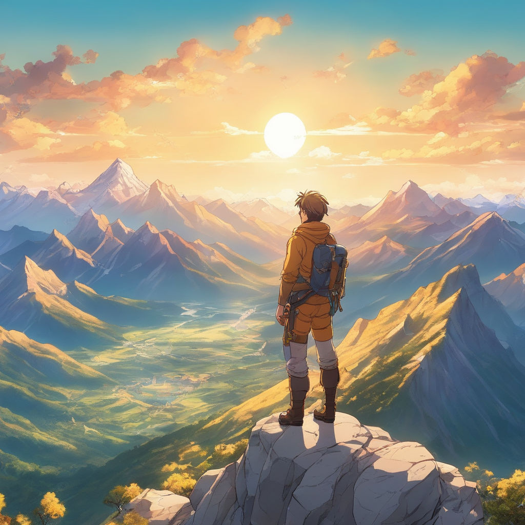 Anime Mountain Landscape Sunrise Scenery 4K Wallpaper #96