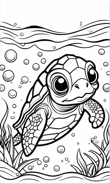 baby turtle drawing outline