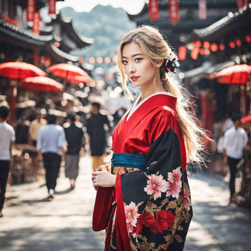 Premium Photo  Beautiful geisha Japanese woman in traditional costume and  makeup Black and red kimono