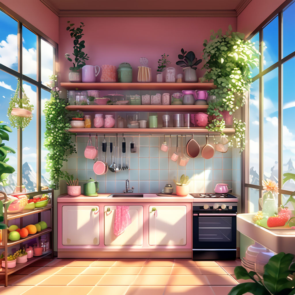 AI Art Generator: Anime aesthetic empty house kitchen