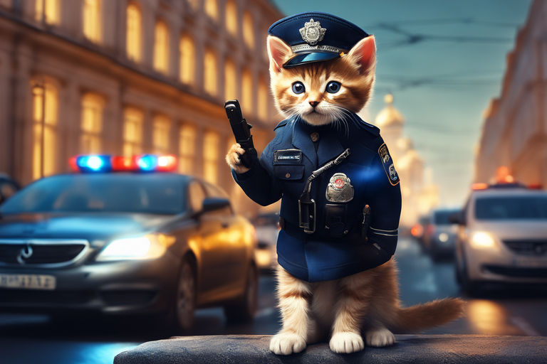 Cute kitten police cartoon illustration on a white background. Colorful  kittens wearing police suits set design. Cute kitten soldier and police  design. Colorful police kitten cartoon. AI Generated. 24579626 Stock Photo  at