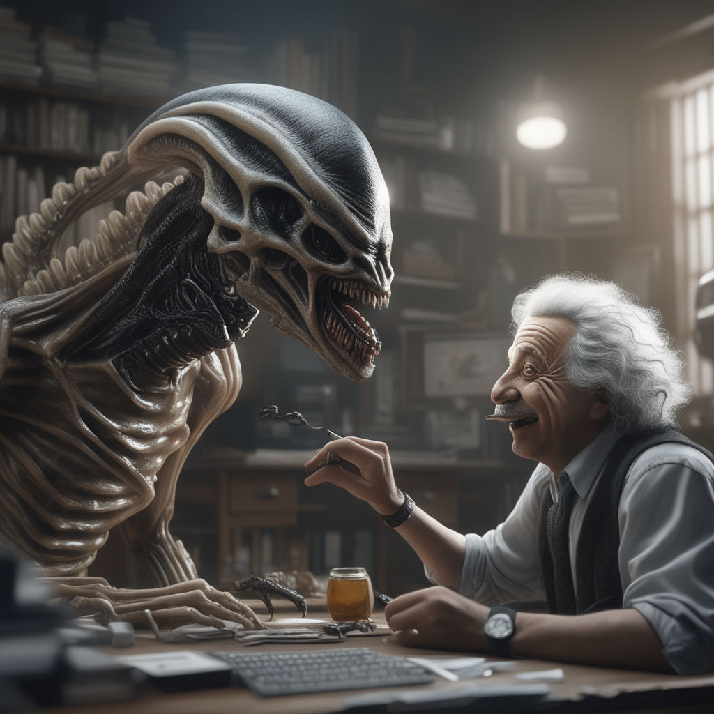 alien kissing a beautiful male