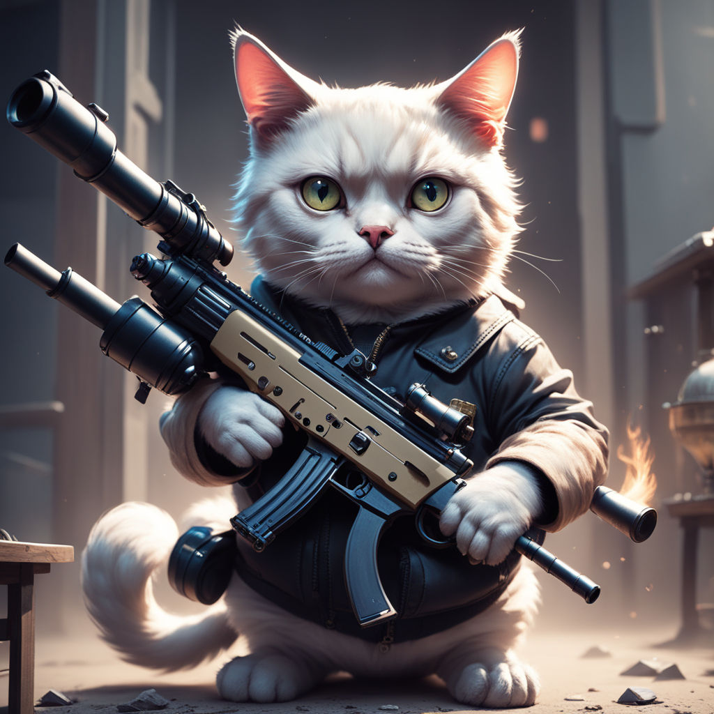 funny cat with sniper