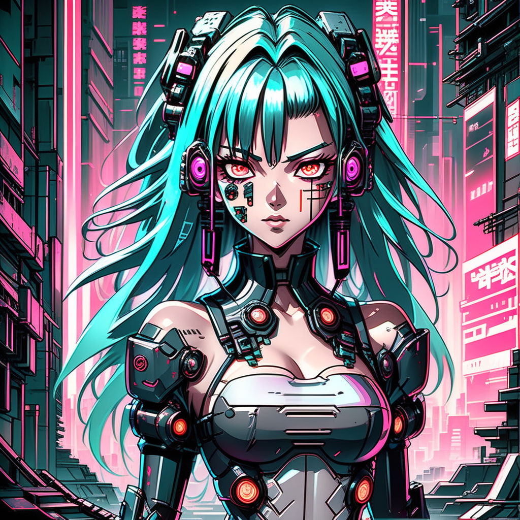 full digital cyberpunk anime!!, shattered cyborg -, Stable Diffusion