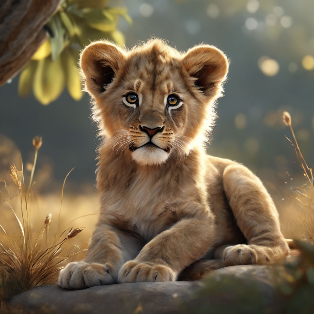 realistic baby lion drawing