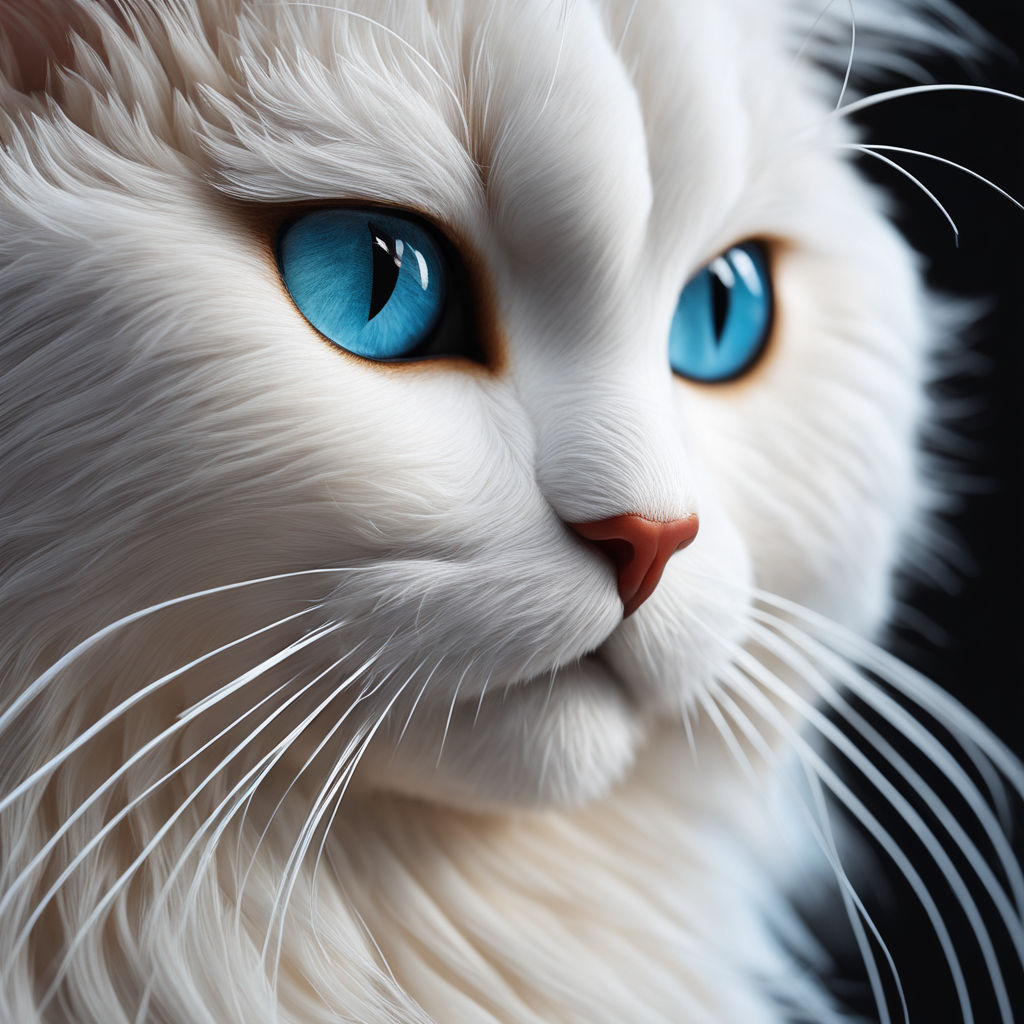 gray cat with ice blue eyes