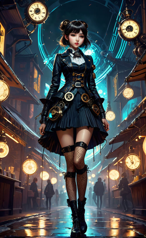 Beautiful Anime Dark Steampunk Hunter Man Graphic · Creative Fabrica