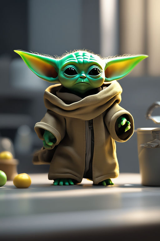 photo realistic image of a baby yoda, stunning 3 d