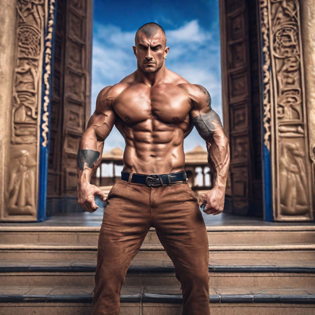 Clean Portrait of Muscular Man Body with Sixpack Abs Realistic 3D