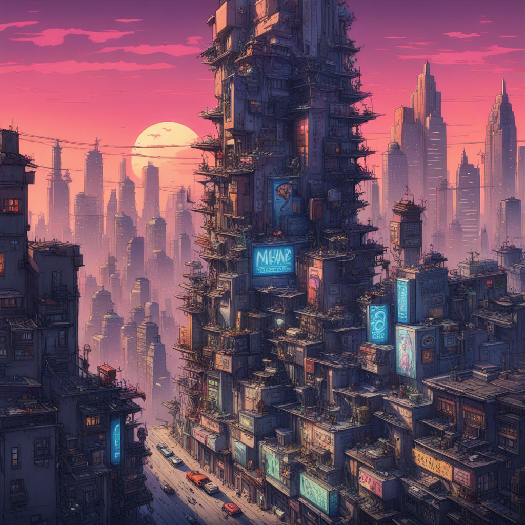 Horizontal view, cyberpunk, animation concept art, studio ghibli style,  clear reflection, full page scan of 3000s detailed concept art, cyberpunk,  mathematics and geometry, architecture, sewage system, urban section, floor  plan, architectural section