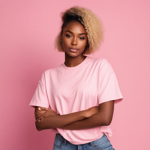 wearing a blank oversized heavy cotton blank pink t-shirt