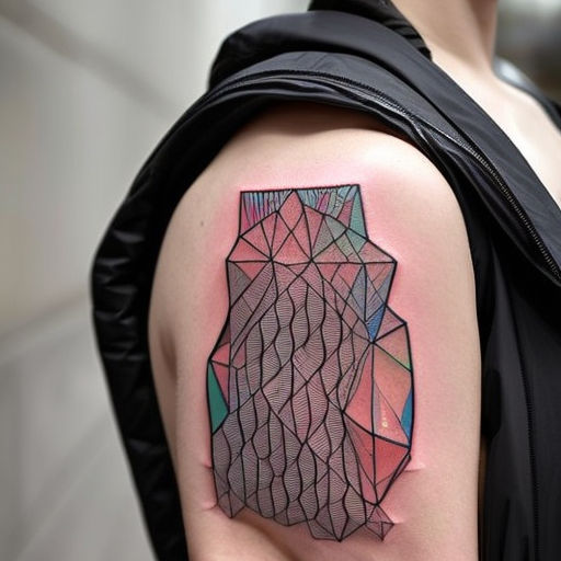 Watercolorabstract style tattoo on the right shoulder