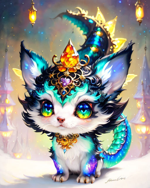 Chibi Anime Cat with Dreamy Eyes · Creative Fabrica