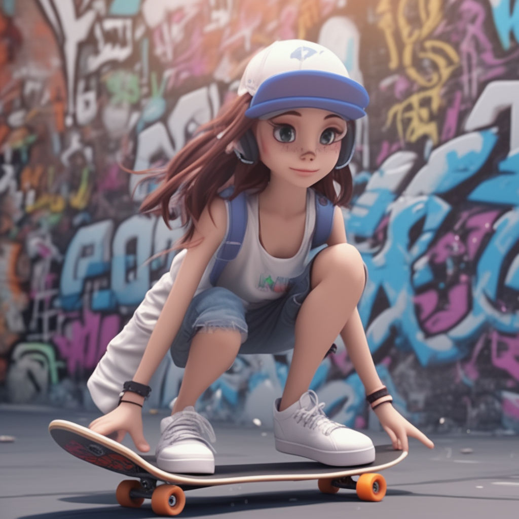 anime skater girl background