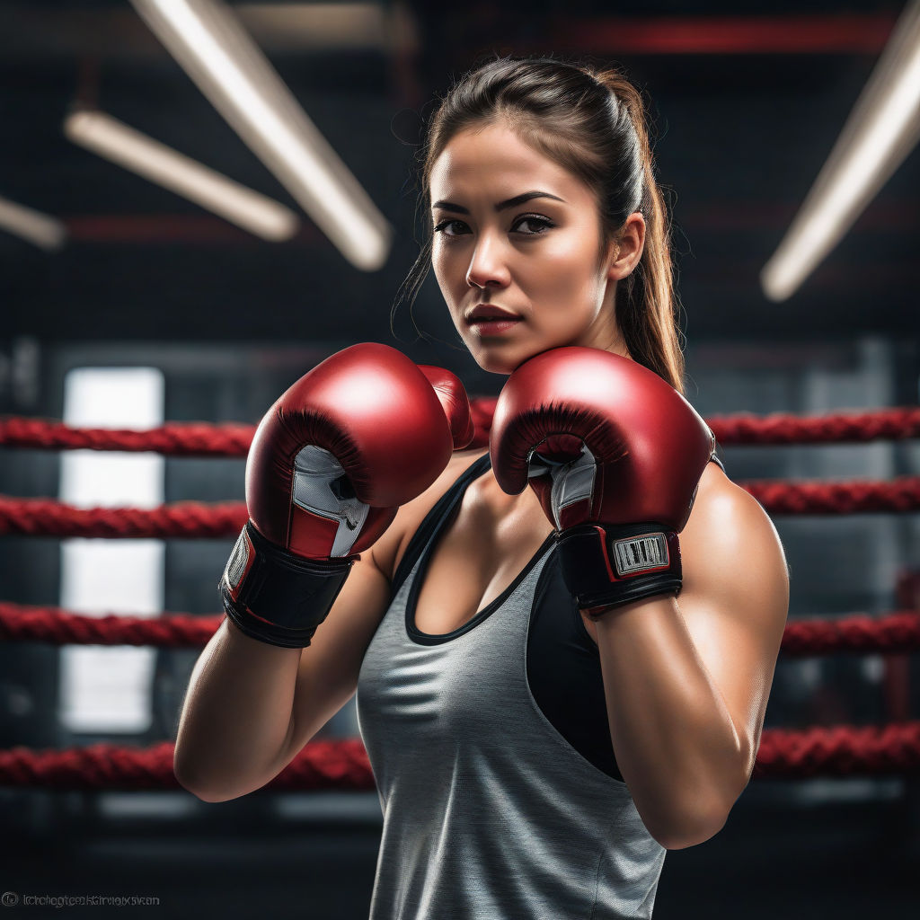 Confident Sportswoman With Boxer Gloves