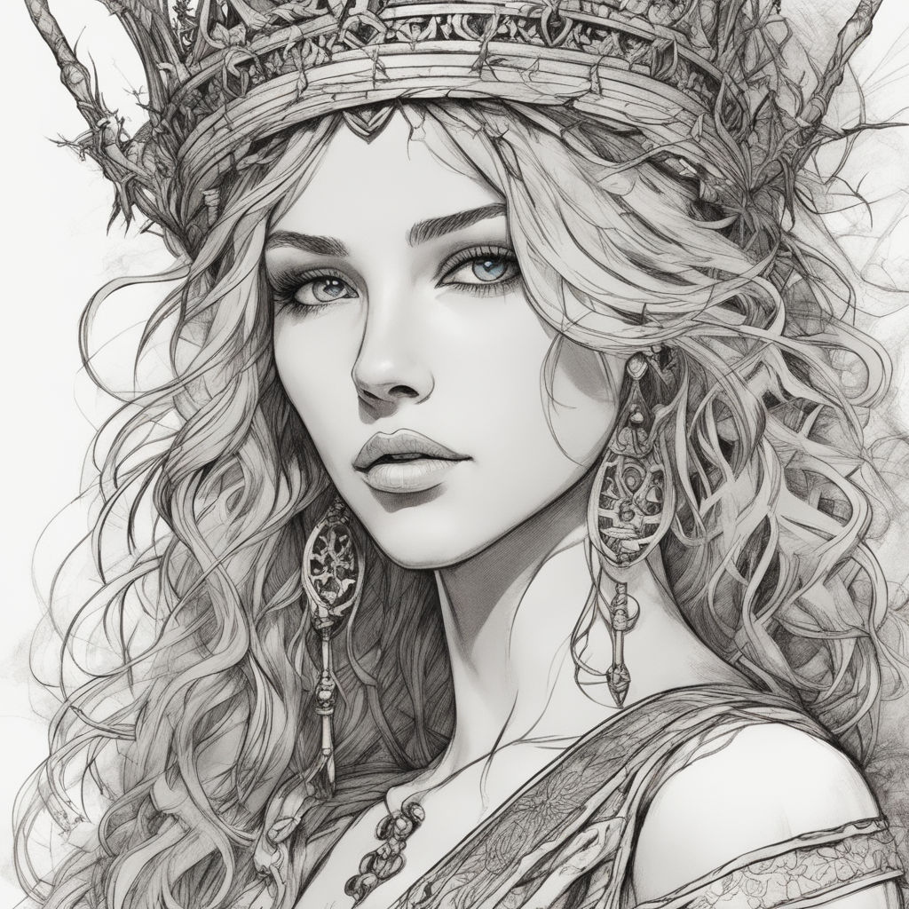 Grayscale Coloring Page, Digital Stamp, Digi, Girl, Fantasy, Realistic  Women, Snow, Crown, Crafting, Scrap, Black & White. Winter Queen - Etsy  Norway