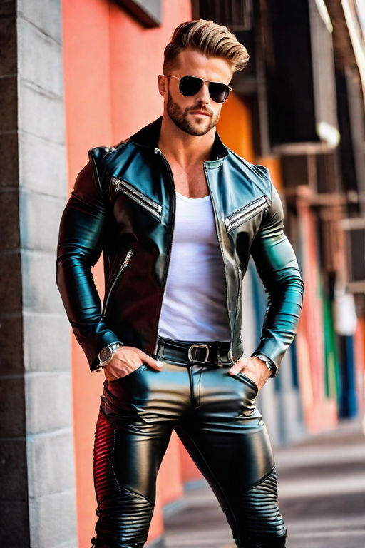 wearing a full leather outfit - Playground