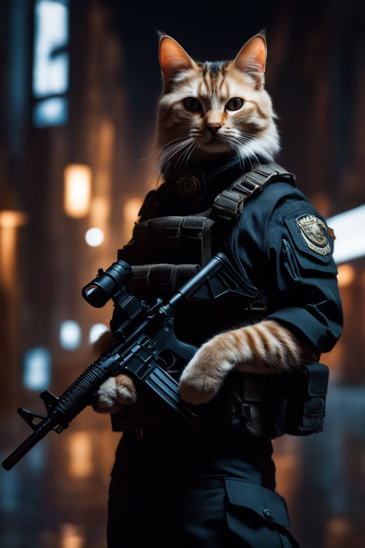 police cat with gun - Playground