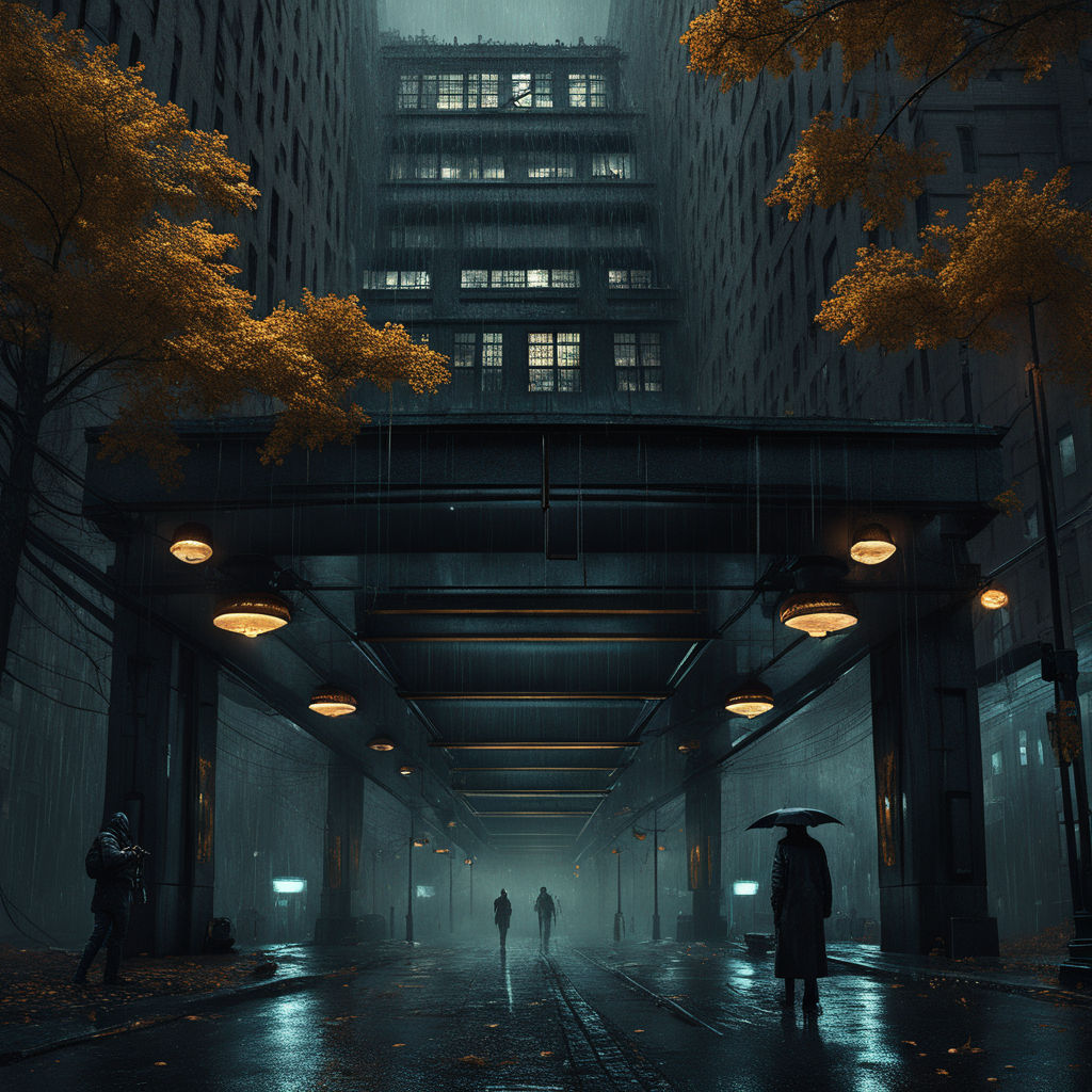 prompthunt: a cyberpunk street scene with neon lights, raining, cinematic,  atmospheric lighting, 4k uhd wallpaper, digital art trending on artstation