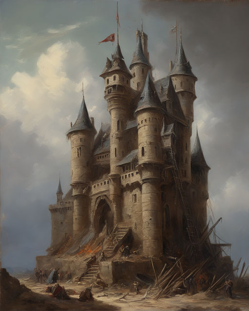 dark medieval castle painting