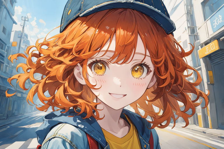 anime girl with orange hair