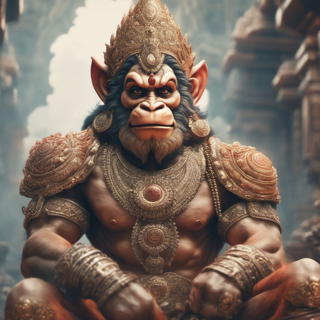 Premium Photo  Cute bal hanuman with cosmic body generative ai