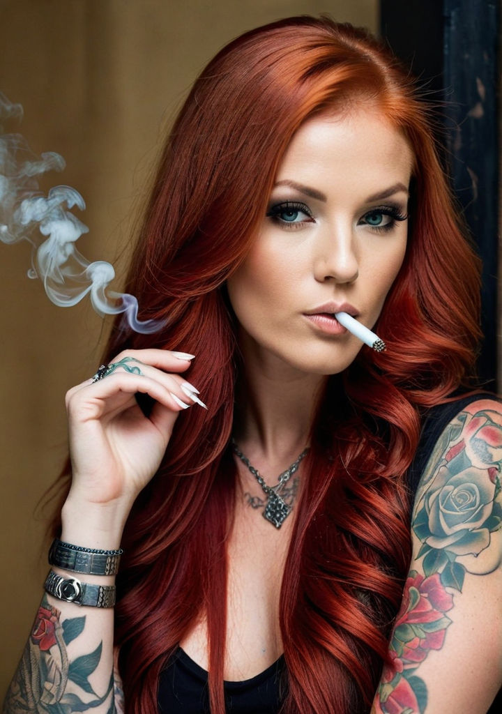 Beautiful Women with Red Hair and Tattoos