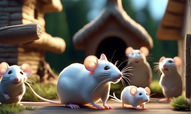 Family of Cute Mice in a Mouse House · Creative Fabrica