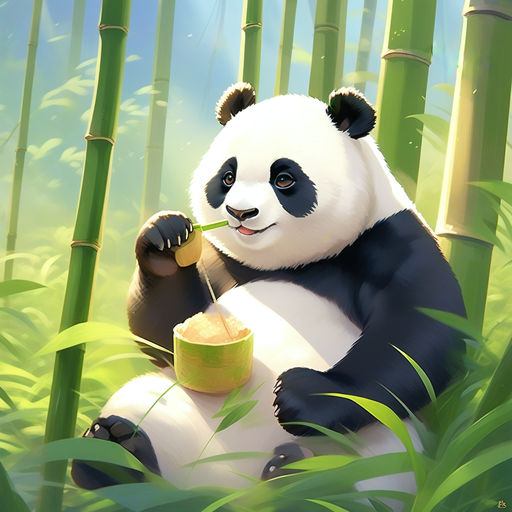 A super cute panda bear eating a bamboo, on a lake, pixar character,  animated movie style, octane render, warm lighting on Craiyon