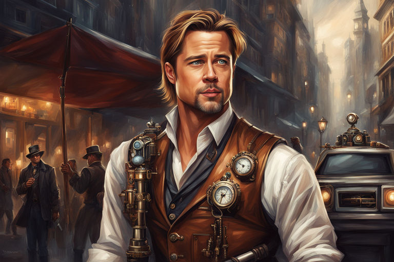 A steampunk cyborg portrait of Brad Pitt and Johnny Depp - Playground