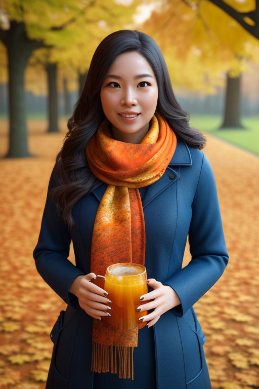 young asian woman wearing a white plaid scarf - Playground