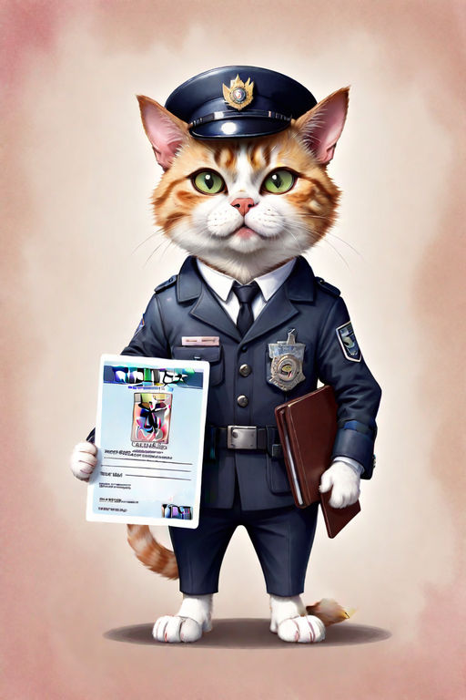 Portrait of a Funny Cat in a Police Hat and Tie Stock Photo - Image of  constable, kitten: 178698814