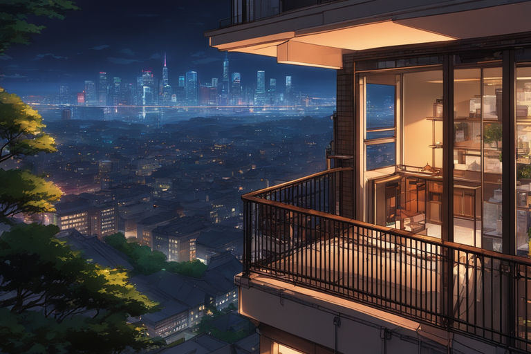 A boy standing in the tiny balcony of his traditional Japanese-style home  looks up towards the night sky. Scene from the anime feature film 'Your  Name'. — Steemit