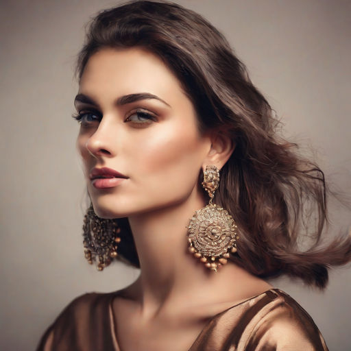 Model demonstrating earrings and ring Stock Photo by serhiibobyk | PhotoDune