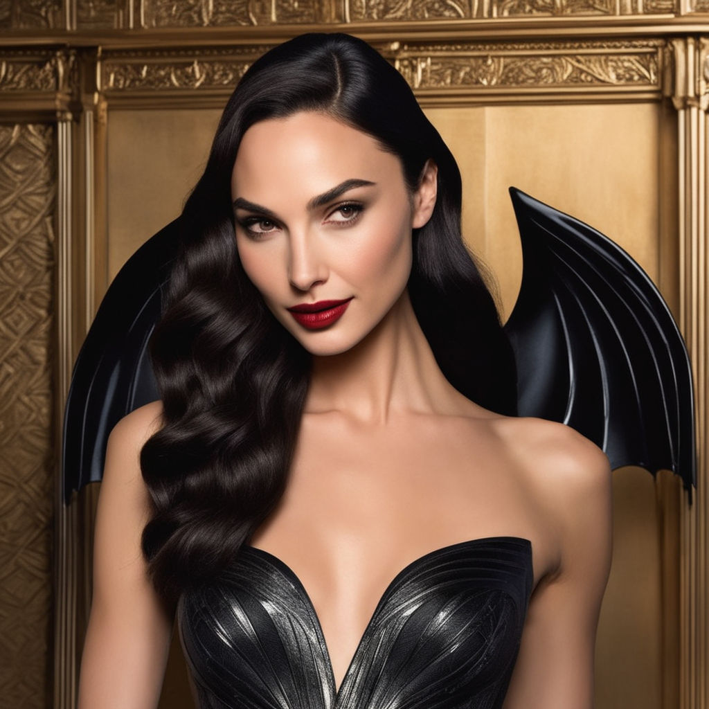 Prompt: Gal Gadot as Morticia Addams