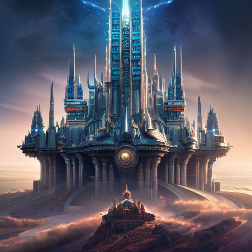 futuristic fantasy castle