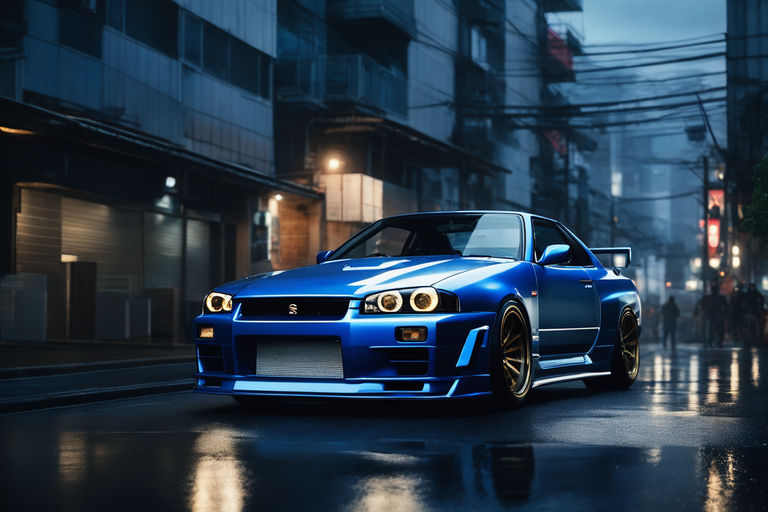 blue nissan skyline wallpaper