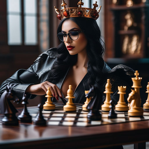 Chess queen on chessboard AI Generated 24118842 Stock Photo at