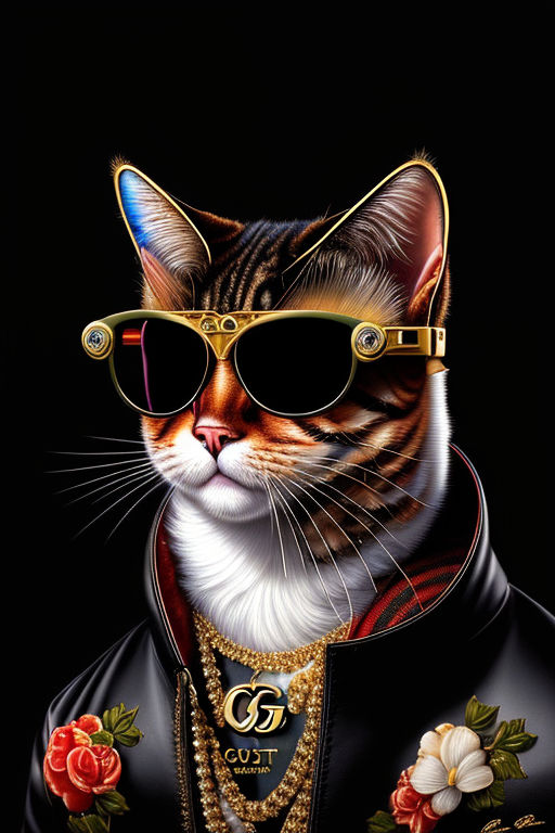 Portrait of a cat with gucci glasses - Playground