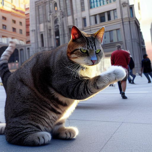 giant cat attacks city