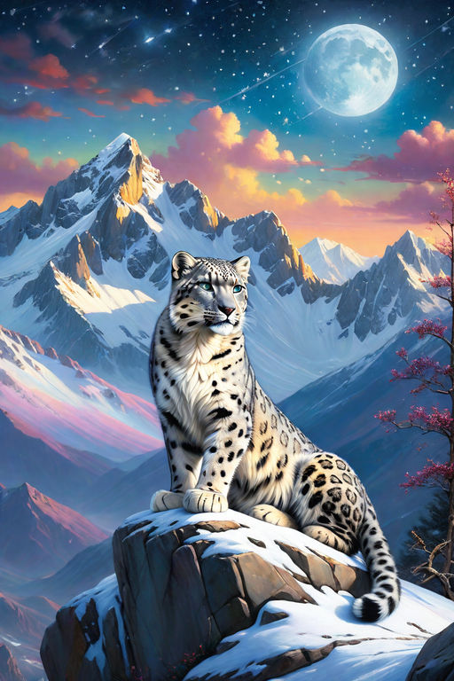 Snow leopard fantasy, fantasy, luminos, snow leopard, animal, blue