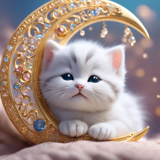 Download Cute Cat Aesthetic And Crescent Moon Wallpaper