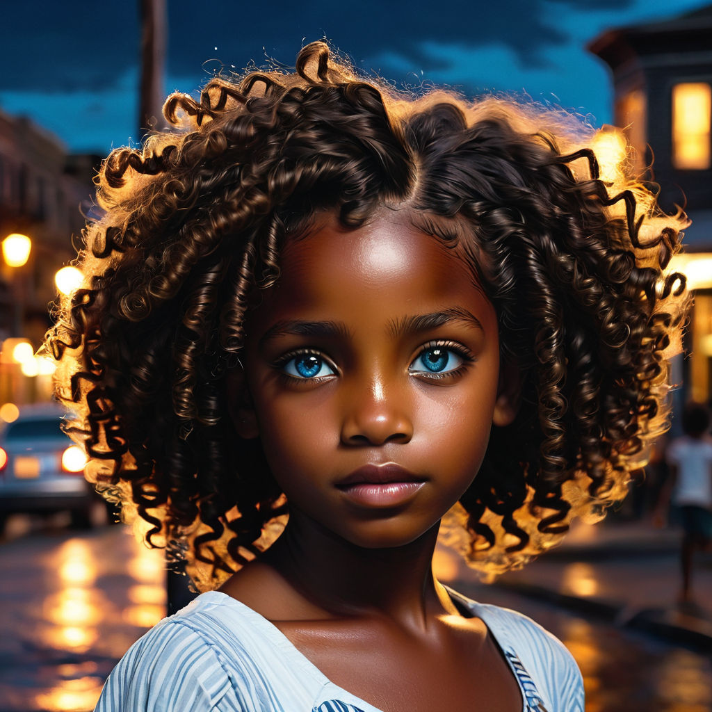 A young lightskin black girl with blue eyes - Playground