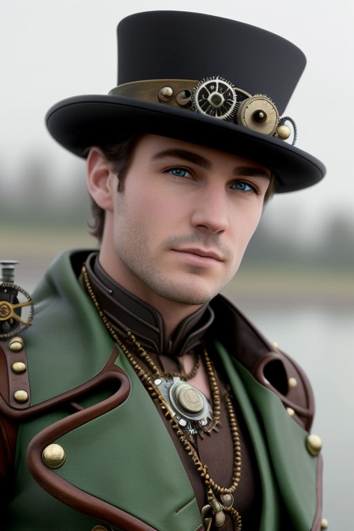 wears romanticism steam punk uniform - Playground