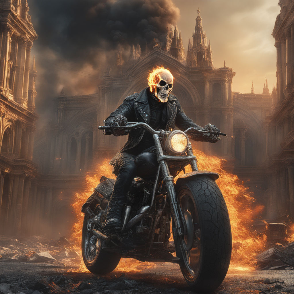Concept art, monster ship, cthulhian horror merged with Ghost Rider, highly  detailed, realistic on Craiyon